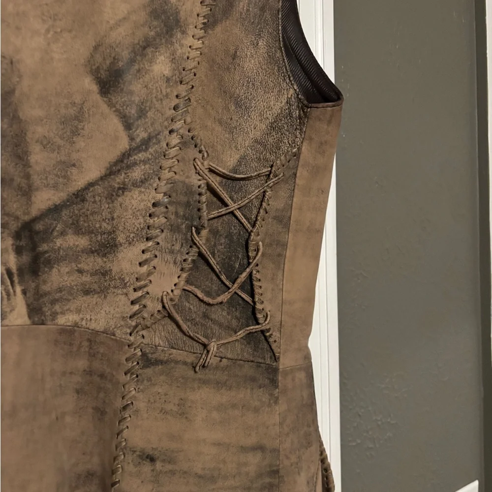 Tribe Leather Sleeveless Vest - Picture 2 of 5